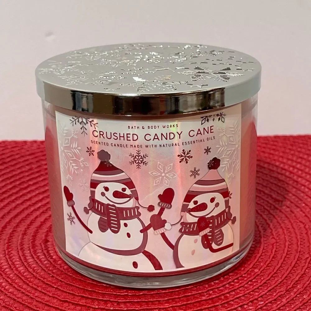 BBWΒ CrushedβCandyβCaneβ3βWickβCandleβNWT